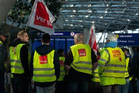 Nationwide Airport Staffs Are On Strike In Duesseldorf Airport