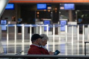 Nationwide Airport Staffs Are On Strike In Duesseldorf Airport