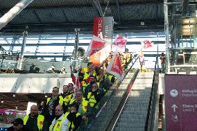 Nationwide Airport Staffs Are On Strike In Duesseldorf Airport