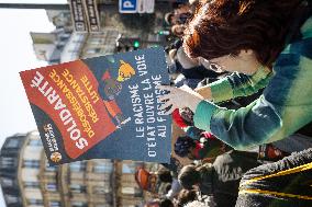 Demonstration Of The Young Migrants Sheltered At Gaité Lyrique, In Paris