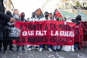 Demonstration Of The Young Migrants Sheltered At Gaité Lyrique, In Paris