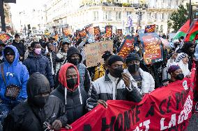 Demonstration Of The Young Migrants Sheltered At Gaité Lyrique, In Paris