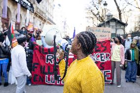 Demonstration Of The Young Migrants Sheltered At Gaité Lyrique, In Paris