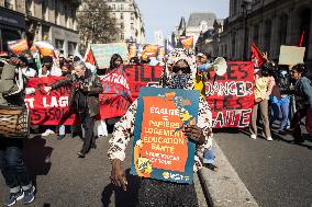 Demonstration Of The Young Migrants Sheltered At Gaité Lyrique, In Paris