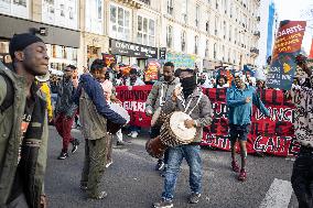 Demonstration Of The Young Migrants Sheltered At Gaité Lyrique, In Paris