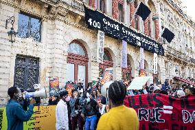 Demonstration Of The Young Migrants Sheltered At Gaité Lyrique, In Paris