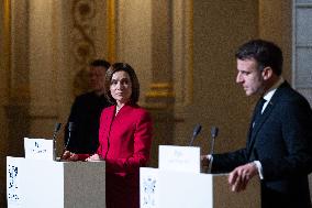 President Macron And President Of Moldova Sandu Press Conference - Paris