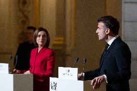 President Macron And President Of Moldova Sandu Press Conference - Paris