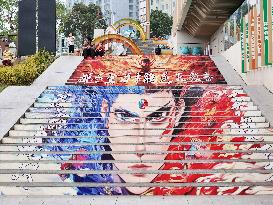 Movie Ne Zha Theme Graffiti Painting in Nanning