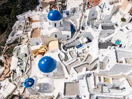 Aerial View Of Santorini Island