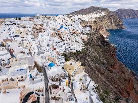 Aerial View Of Santorini Island