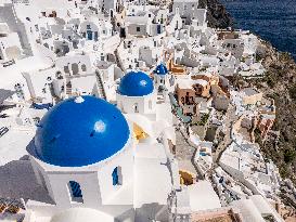 Aerial View Of Santorini Island