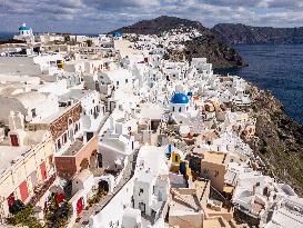 Aerial View Of Santorini Island