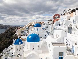 Aerial View Of Santorini Island