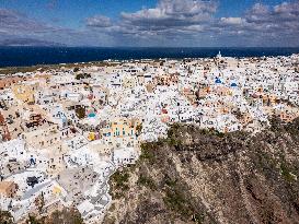 Aerial View Of Santorini Island