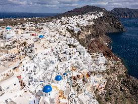 Aerial View Of Santorini Island