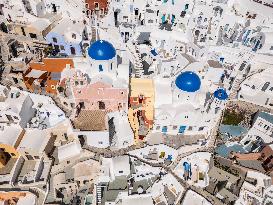 Aerial View Of Santorini Island