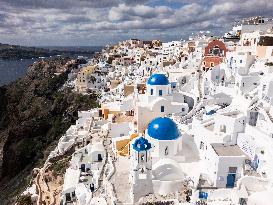 Aerial View Of Santorini Island