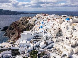 Aerial View Of Santorini Island