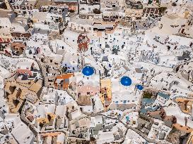 Aerial View Of Santorini Island