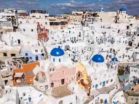 Aerial View Of Santorini Island