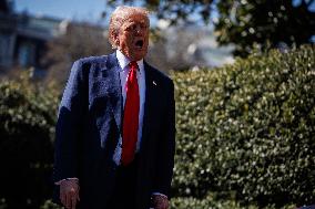 DC: President Trump views Tesla vehicles in Front of The White House
