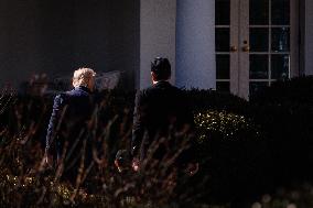 DC: President Trump views Tesla vehicles in Front of The White House