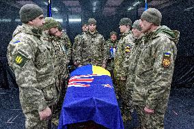 Memorial ceremony for Ukraines International Legion serviceman Dominic Bryce Abelen in Kyiv