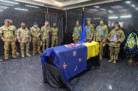 Memorial ceremony for Ukraines International Legion serviceman Dominic Bryce Abelen in Kyiv