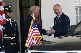 DC: President Trump and PM Martin hold a White House arrivals