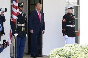 DC: President Trump and PM Martin hold a White House arrivals