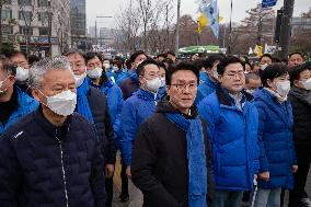 Democratic Party Lawmakers March, Demanding The Removal Of Yoon Suk-yeol For Rebellion