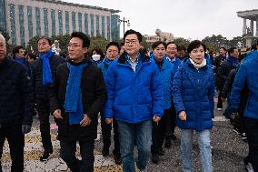 Democratic Party Lawmakers March, Demanding The Removal Of Yoon Suk-yeol For Rebellion