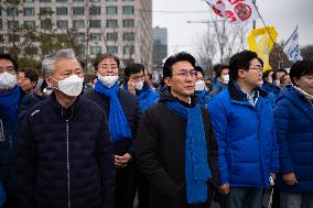 Democratic Party Lawmakers March, Demanding The Removal Of Yoon Suk-yeol For Rebellion