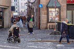 Street Scene In The German City Of Nuremberg