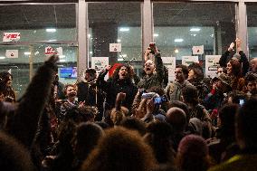 Protest Of Independent Unions And Students Of Theatre And Film University. Tbilisi 12, March