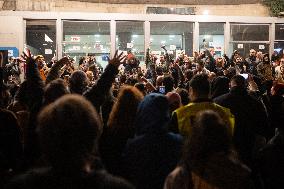 Protest Of Independent Unions And Students Of Theatre And Film University. Tbilisi 12, March