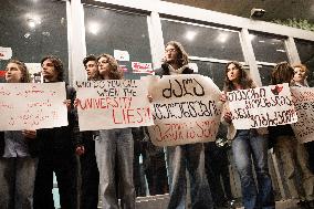 Protest Of Independent Unions And Students Of Theatre And Film University. Tbilisi 12, March