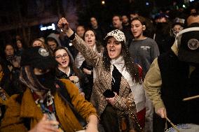 Protest Of Independent Unions And Students Of Theatre And Film University. Tbilisi 12, March