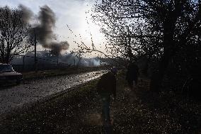 The Russian Army Bombed A Village In The Donetsk Region.