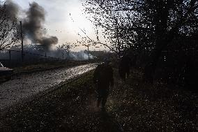 The Russian Army Bombed A Village In The Donetsk Region.