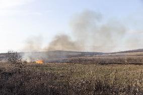 The Russian Army Bombed A Village In The Donetsk Region.