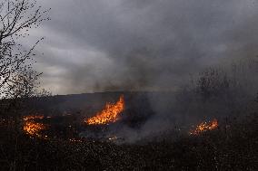 The Russian Army Bombed A Village In The Donetsk Region.