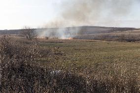 The Russian Army Bombed A Village In The Donetsk Region.