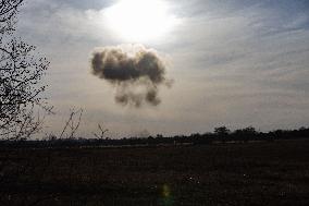 The Russian Army Bombed A Village In The Donetsk Region.