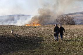 The Russian Army Bombed A Village In The Donetsk Region.