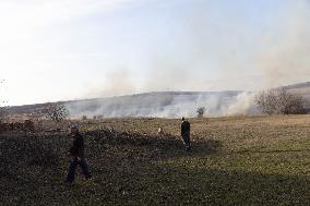 The Russian Army Bombed A Village In The Donetsk Region.