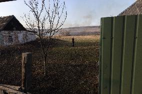 The Russian Army Bombed A Village In The Donetsk Region.