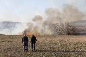 The Russian Army Bombed A Village In The Donetsk Region.