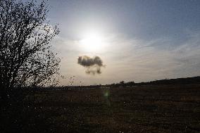 The Russian Army Bombed A Village In The Donetsk Region.